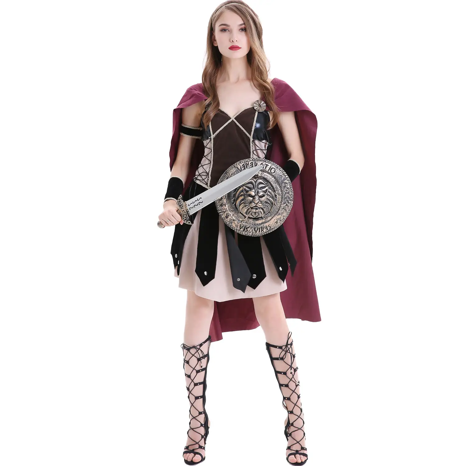 M-XL Medieval Roman Goddess Female Warrior Cosplay Costume