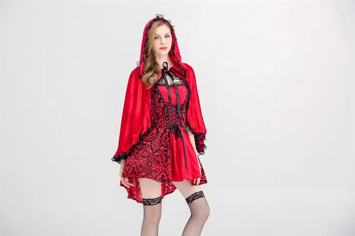 Halloween Little Red Riding Hood Dress Adult Size — feature 12