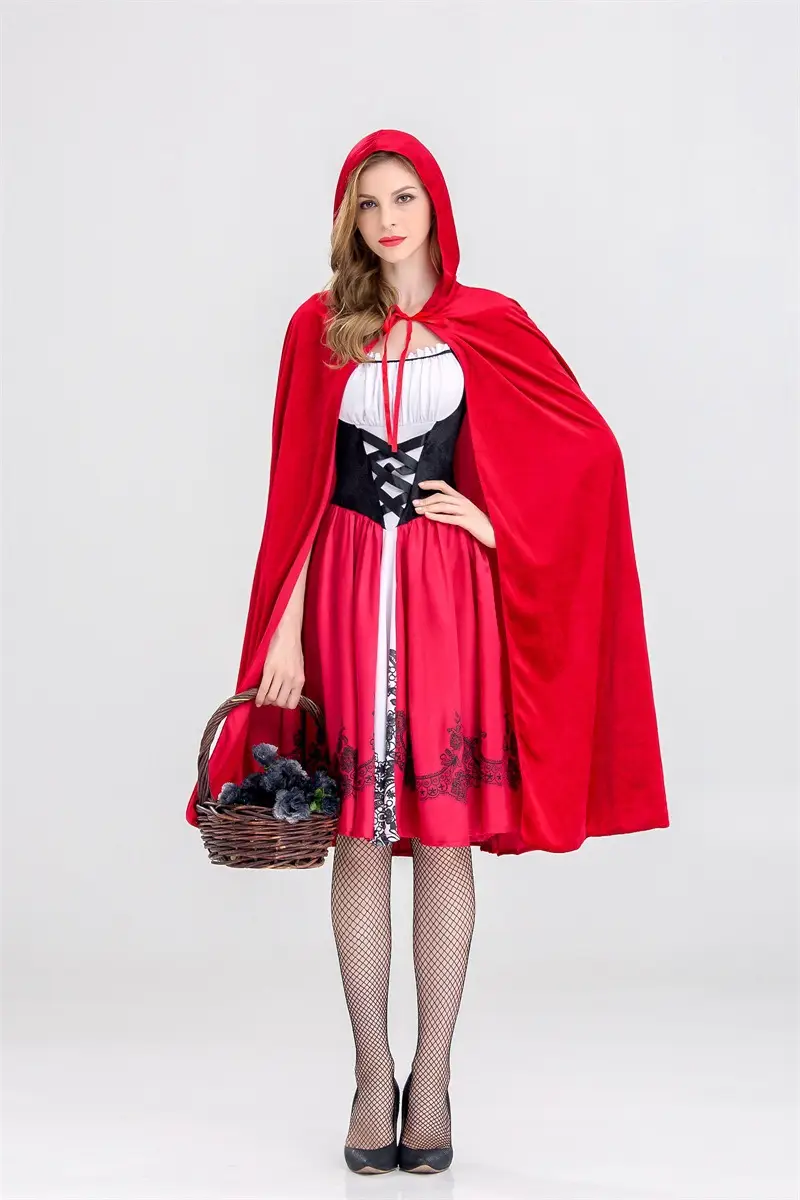 Halloween Little Red Riding Hood Dress Adult Size — feature 6