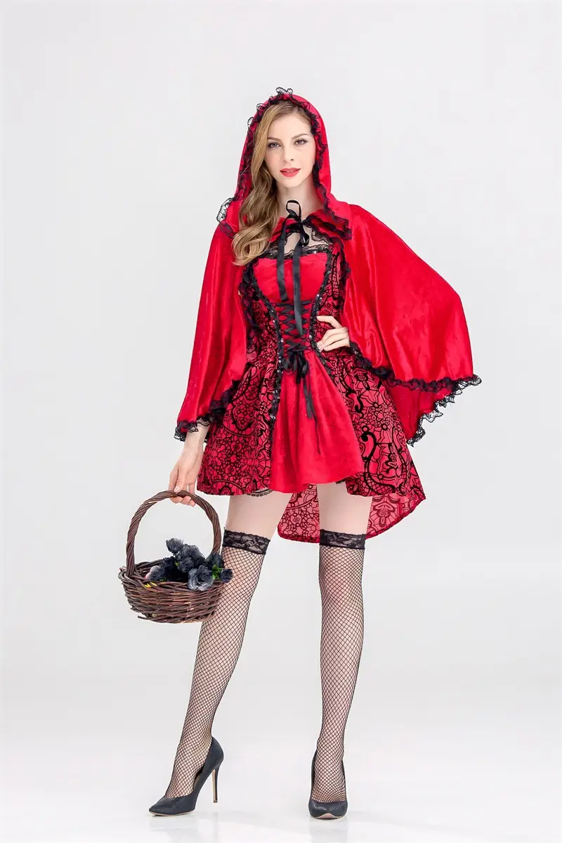 Halloween Little Red Riding Hood Dress Adult Size — feature 9