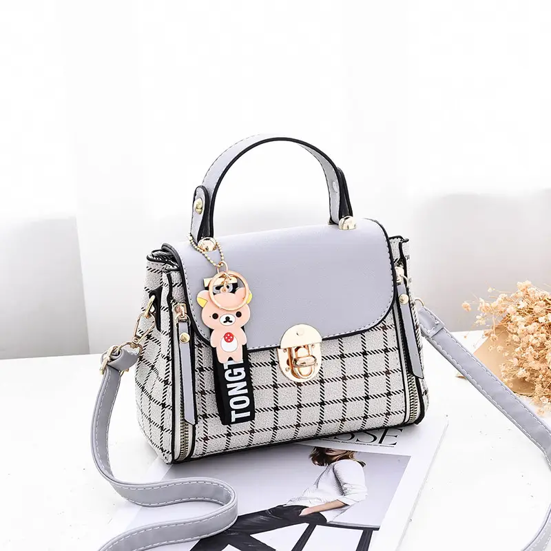 Women Korean Style Mini Square Bag with Stripes & Crossbody - Image 8