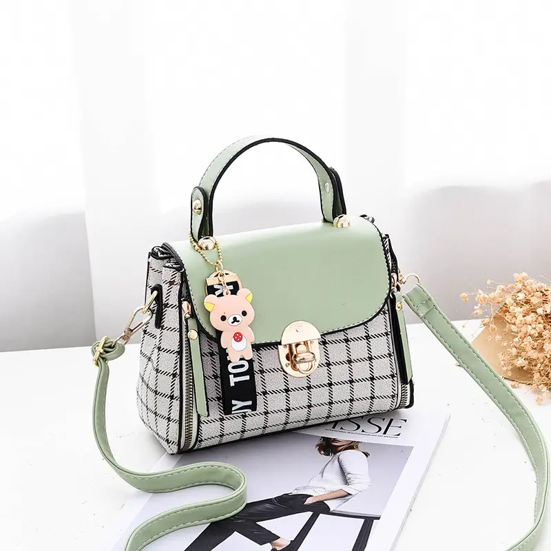 Women Korean Style Mini Square Bag with Stripes & Crossbody - Image 10