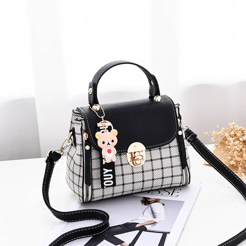 Women Korean Style Mini Square Bag with Stripes & Crossbody - Image 11