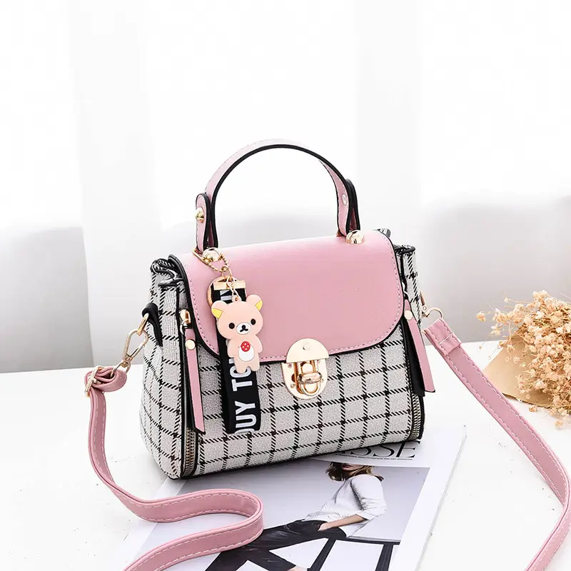 Women Korean Style Mini Square Bag with Stripes & Crossbody - Image 3