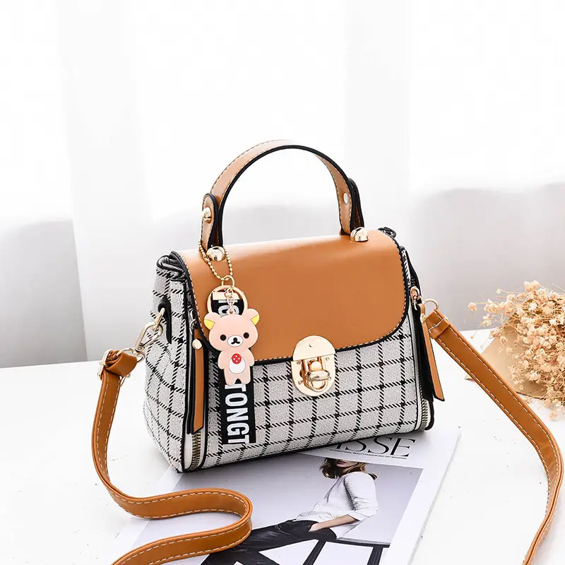 Women Korean Style Mini Square Bag with Stripes & Crossbody - Image 5
