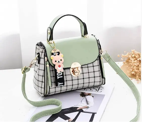 Women Korean Style Mini Square Bag with Stripes & Crossbody - Image 6