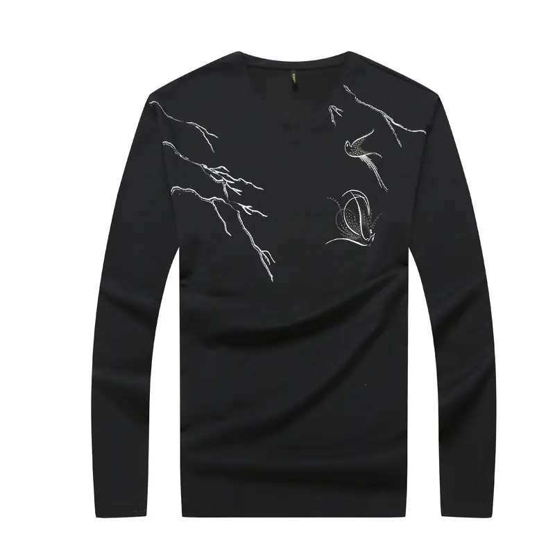 Bi Meng Long Sleeve Black T-Shirt Large Plus Size - Image 6