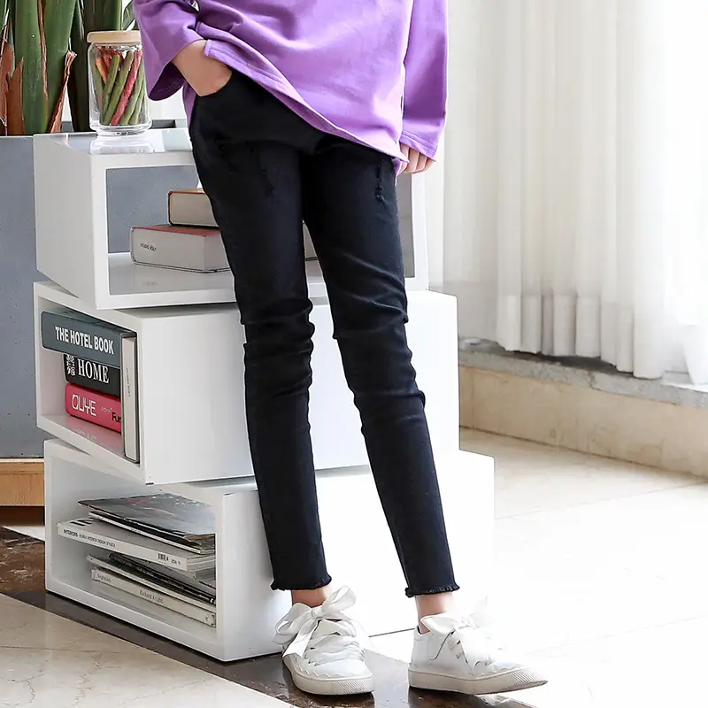Little Girls Stretch Pants Medium Large Korean Style Jeans - Image 4