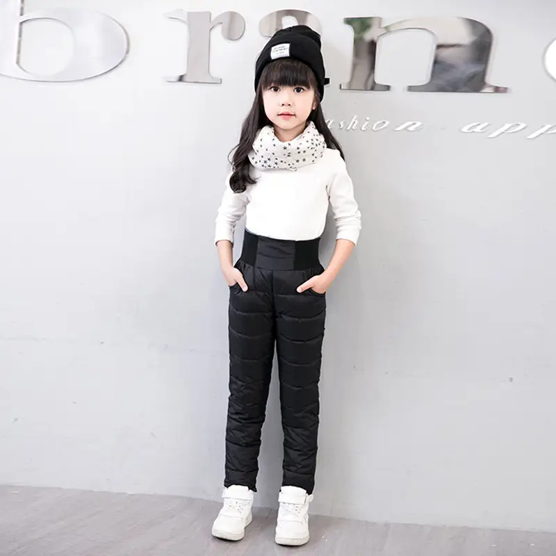 Children's Black Puffer Pants High Waist Warm Winter Outerwear - Image 4