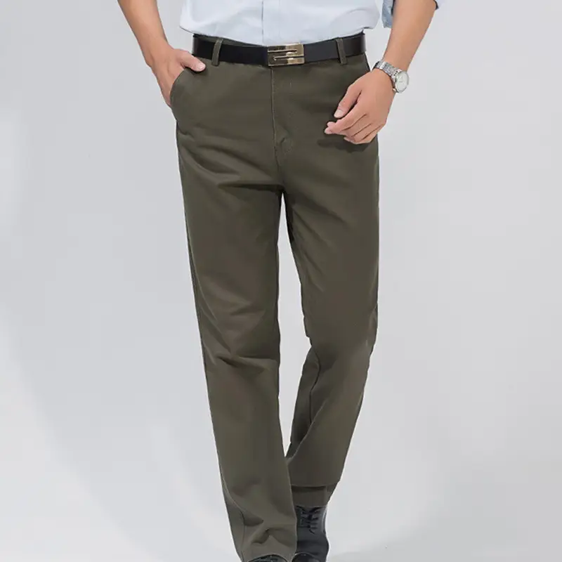 Men's Brown Cotton High Waist Pants - Image 9