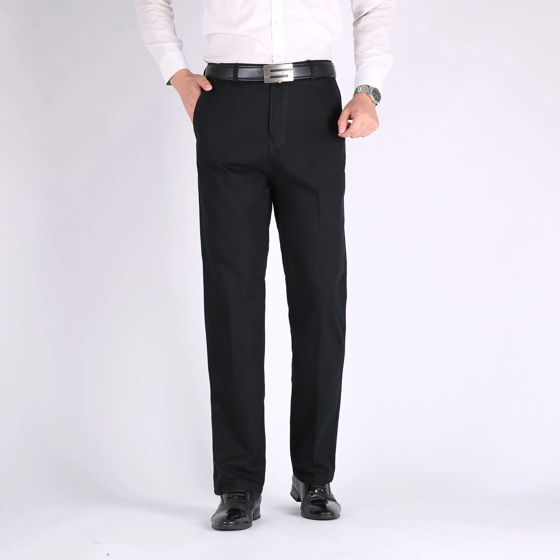 Men's Brown Cotton High Waist Pants - Image 2