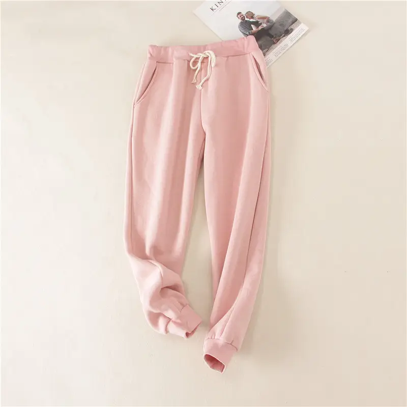 Women Fleece Lined Sweatpants Blue Loose Plus Size - Image 2