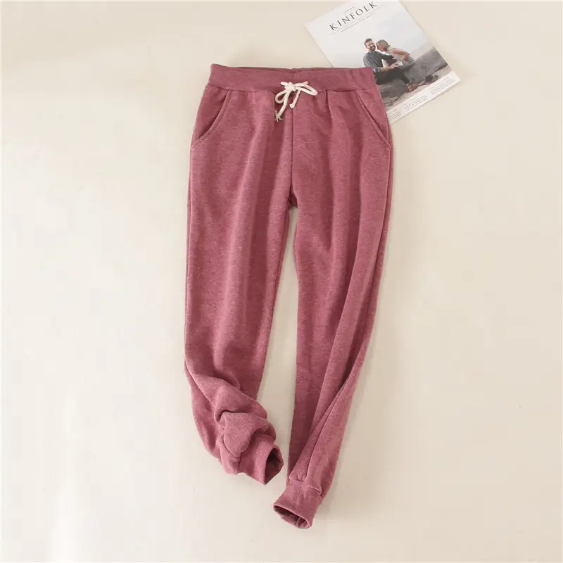 Women Fleece Lined Sweatpants Blue Loose Plus Size - Image 3