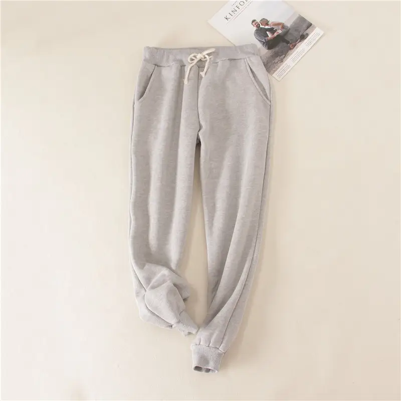 Women Fleece Lined Sweatpants Blue Loose Plus Size - Image 4