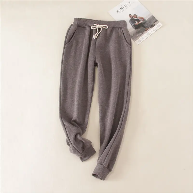 Women Fleece Lined Sweatpants Blue Loose Plus Size - Image 5