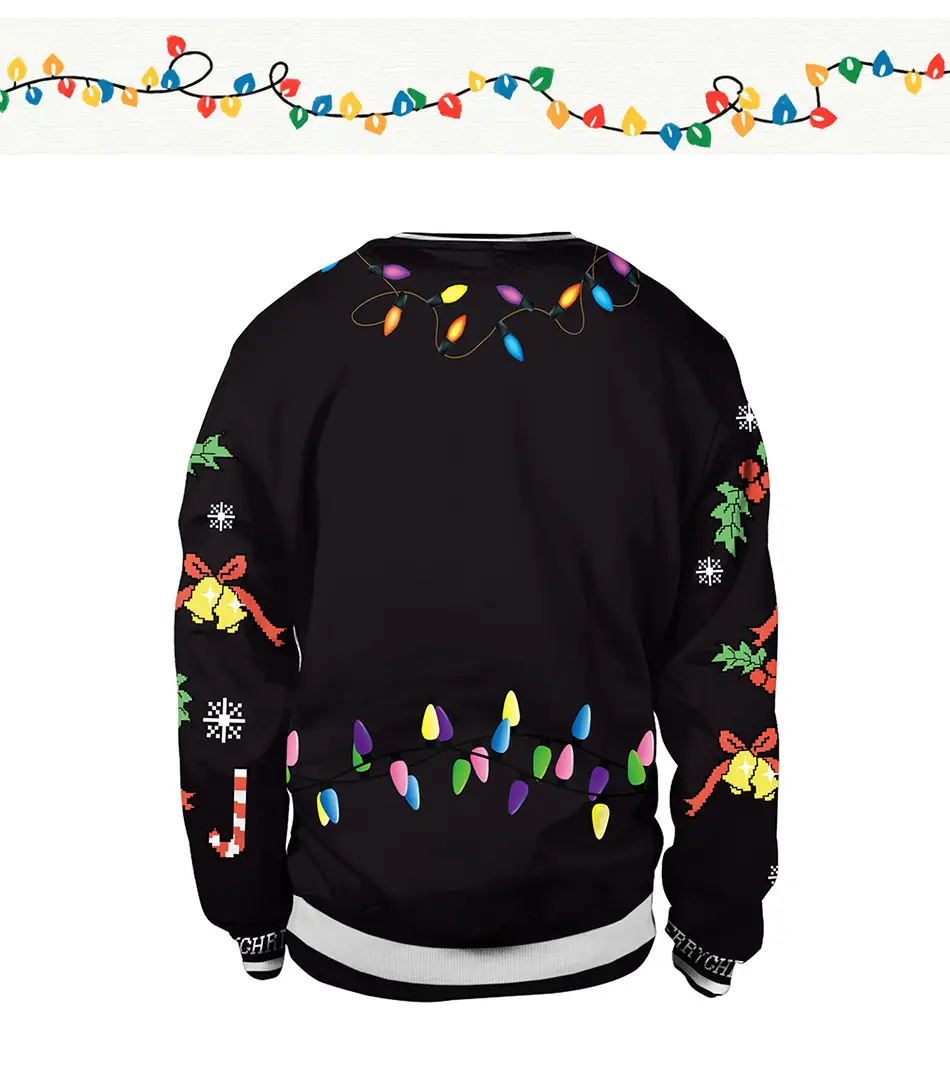 2024 Christmas Reindeer Digital Print Pullover Sweater Black — feature 9