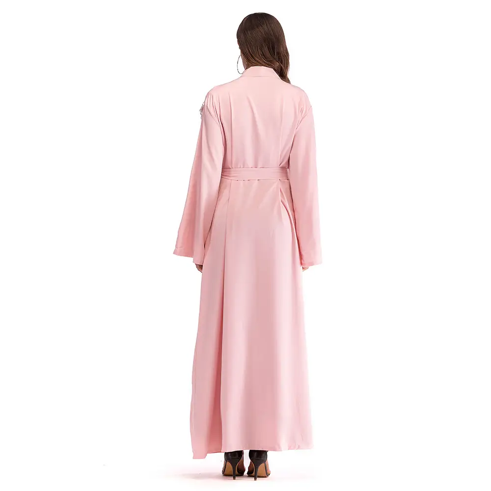 European Muslim Mesh Robe with Flower Embroidery S-XL - Image 8