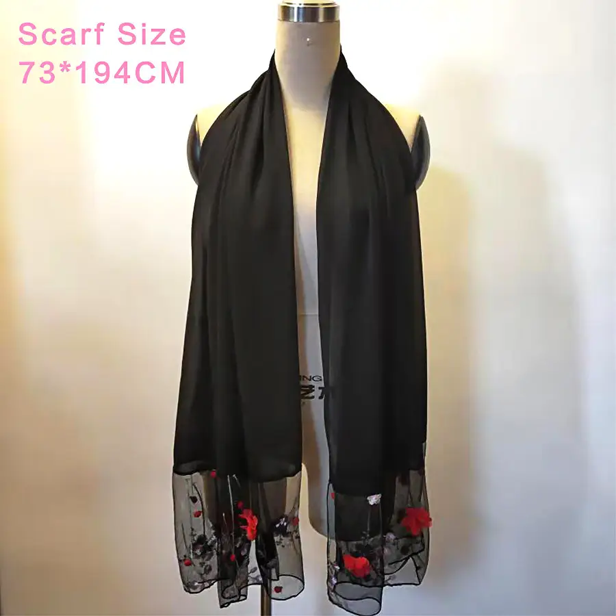 European Muslim Mesh Robe with Flower Embroidery S-XL - Image 3