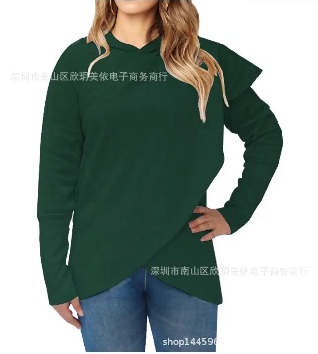 Women Blue Hooded Sweatshirt Loose Fit 2025 - Image 6