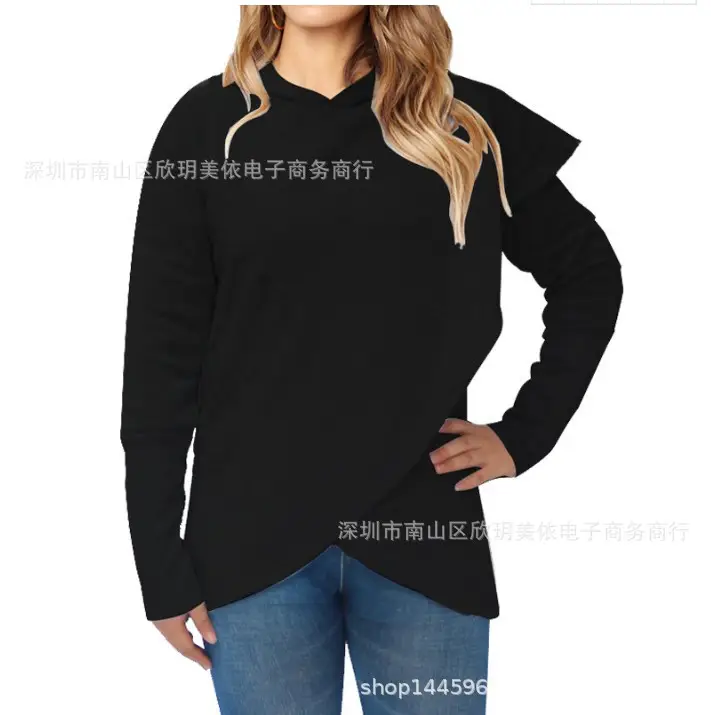 Women Blue Hooded Sweatshirt Loose Fit 2025 - Image 2