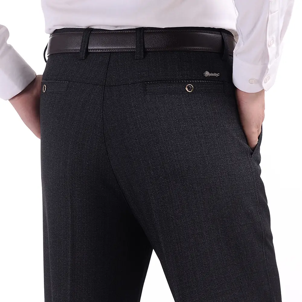 Men's Grey Wash & Wear Middle Waist Pants - Image 9