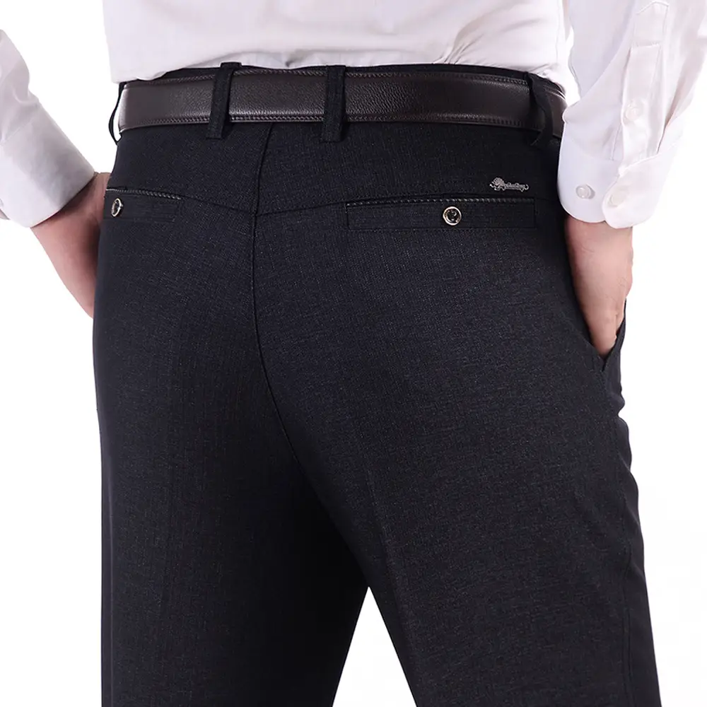 Men's Grey Wash & Wear Middle Waist Pants - Image 10