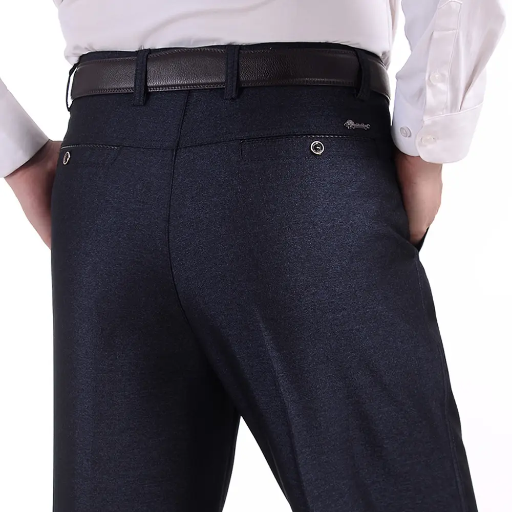 Men's Grey Wash & Wear Middle Waist Pants - Image 11