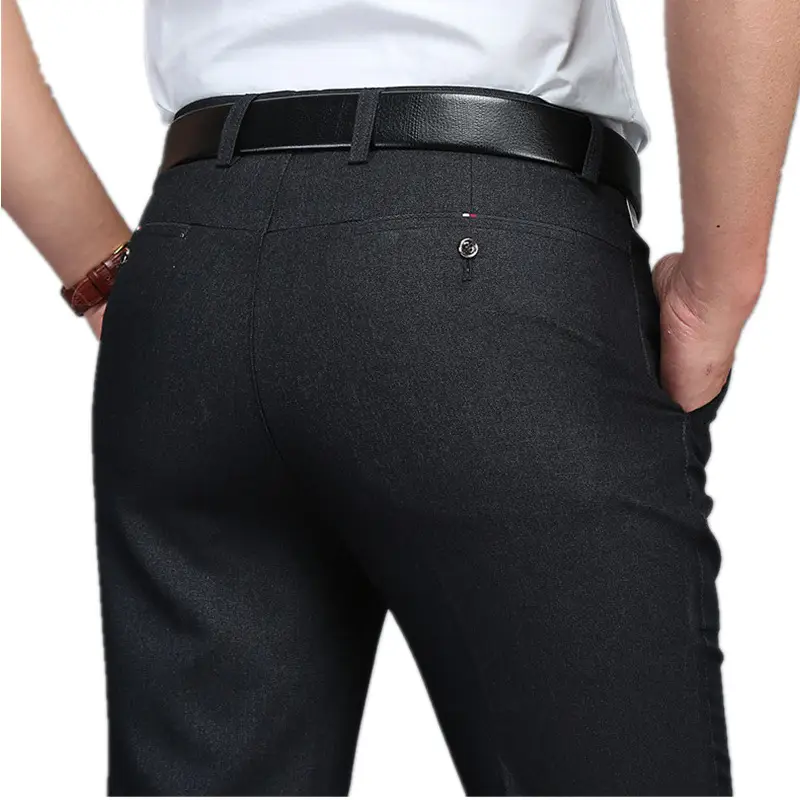 Men's Grey Wash & Wear Middle Waist Pants - Image 12