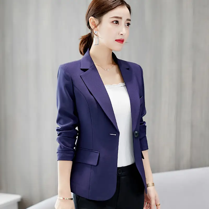 Korean Style Slim Black Suit Jacket for Women - Image 6