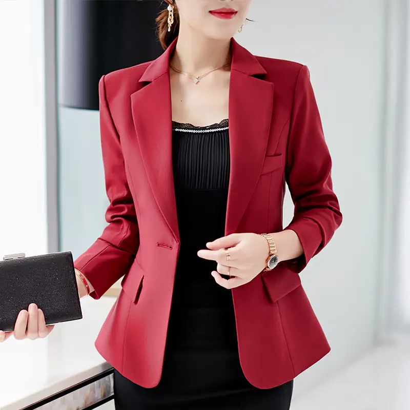 Korean Style Slim Black Suit Jacket for Women - Image 7