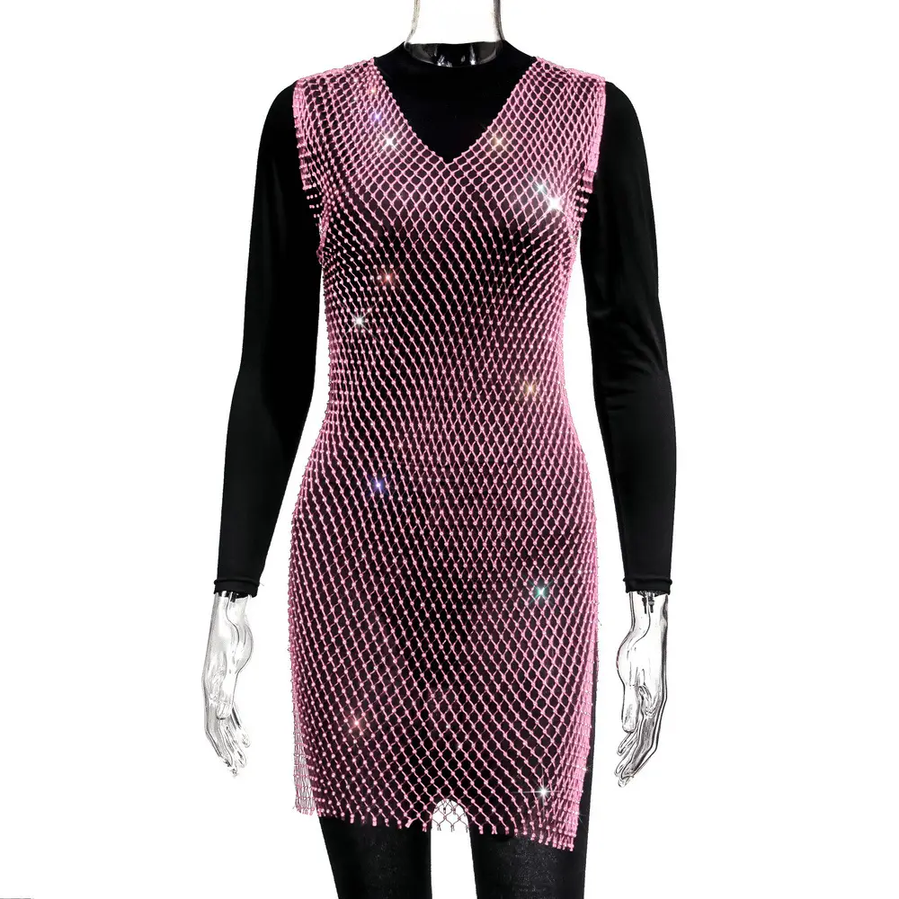 Mesh Sparkling Fishnet Nightwear Dress for Women - Image 2