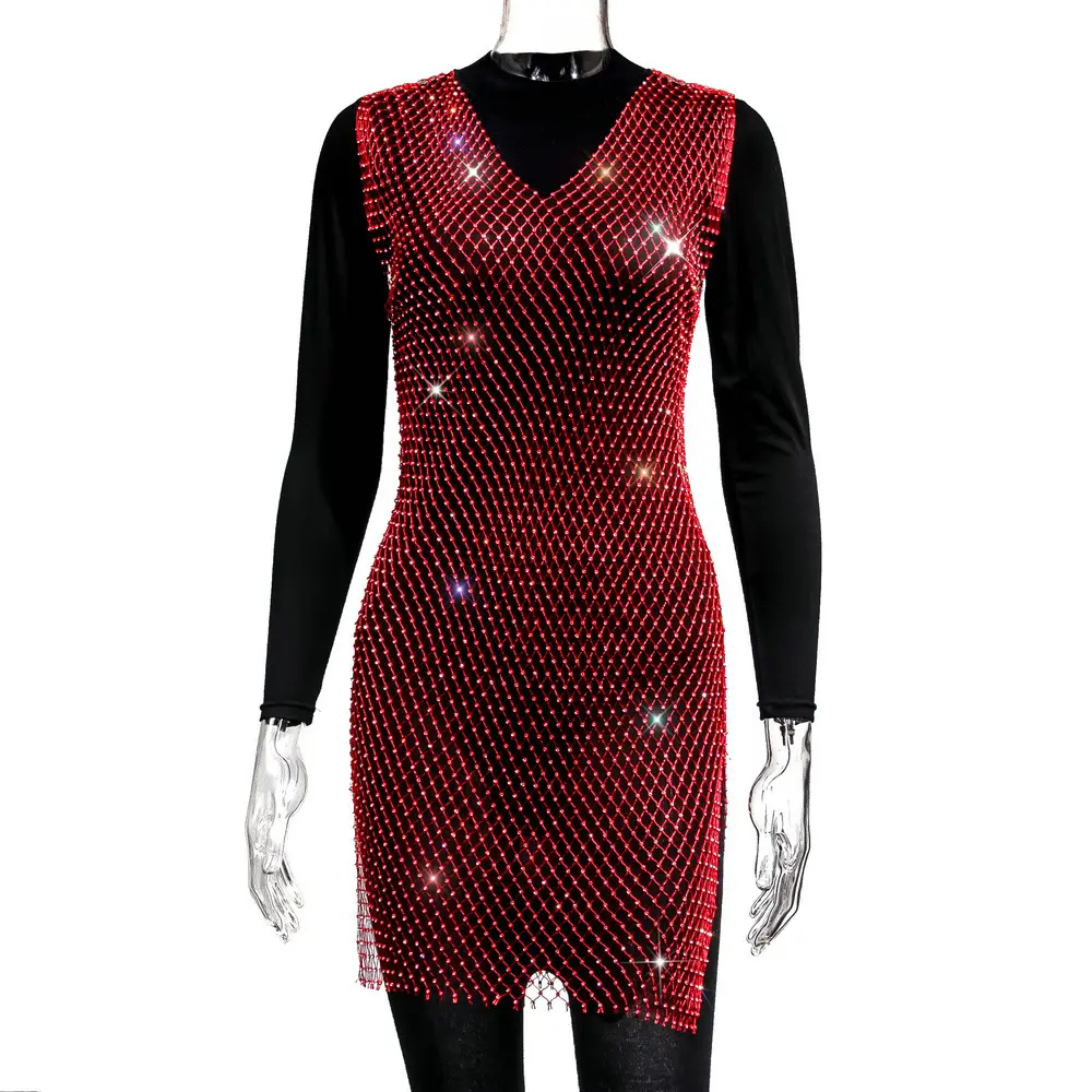 Mesh Sparkling Fishnet Nightwear Dress for Women - Image 3