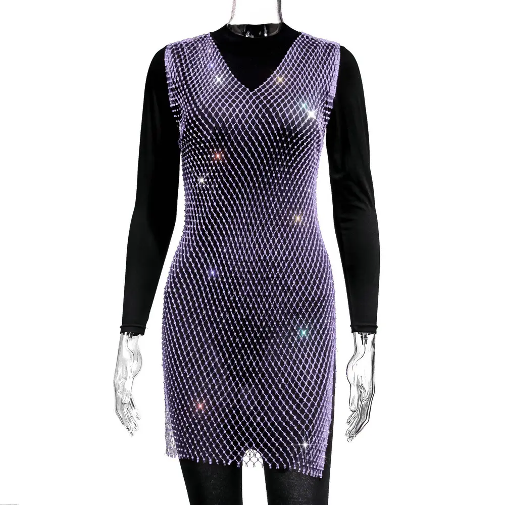 Mesh Sparkling Fishnet Nightwear Dress for Women - Image 4