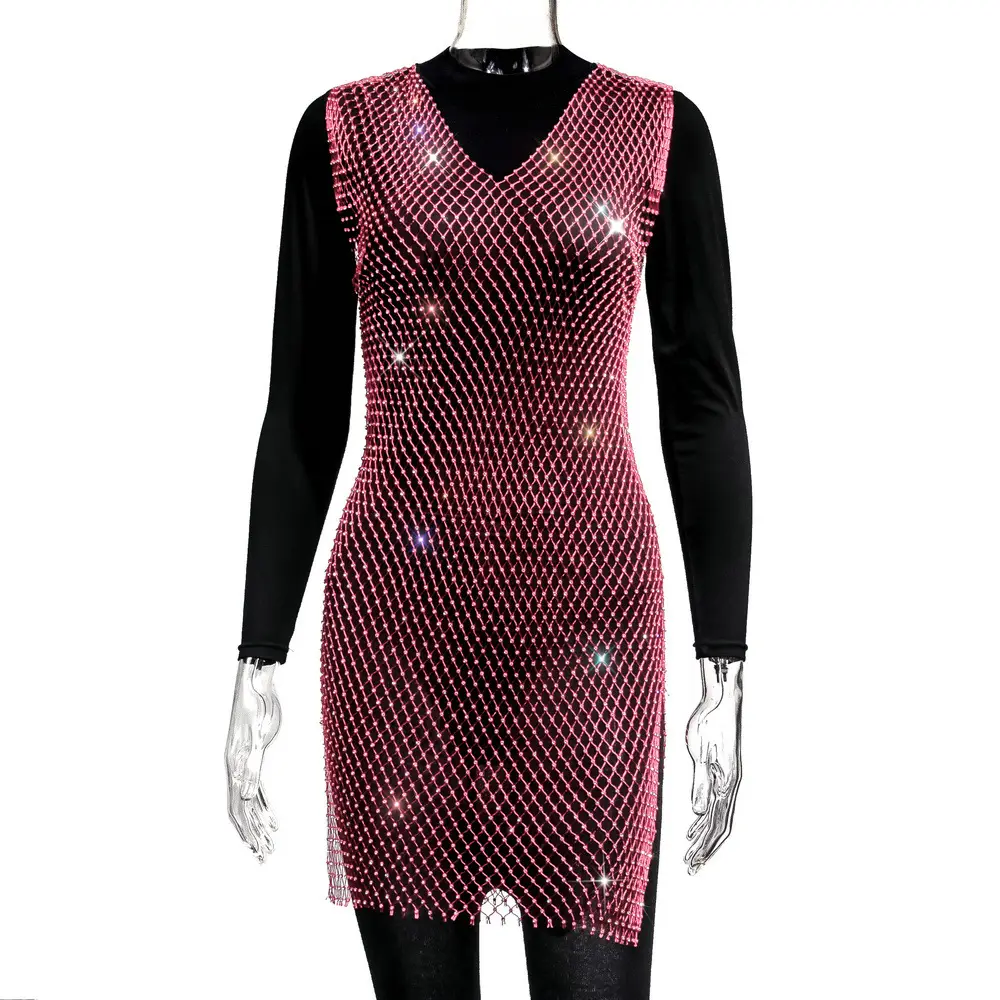 Mesh Sparkling Fishnet Nightwear Dress for Women - Image 8