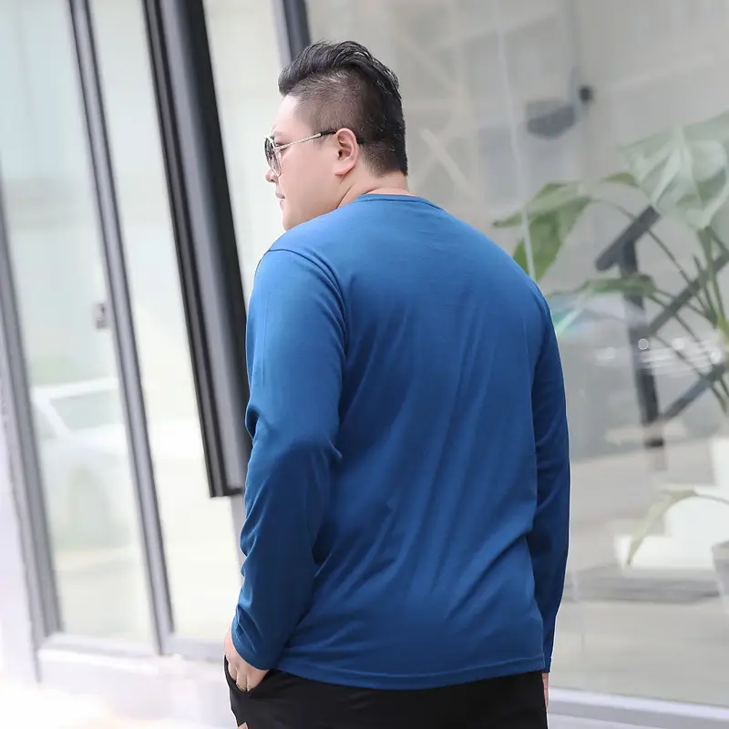 Bi Meng Men's Blue Long Sleeve T-Shirt Large - Image 3