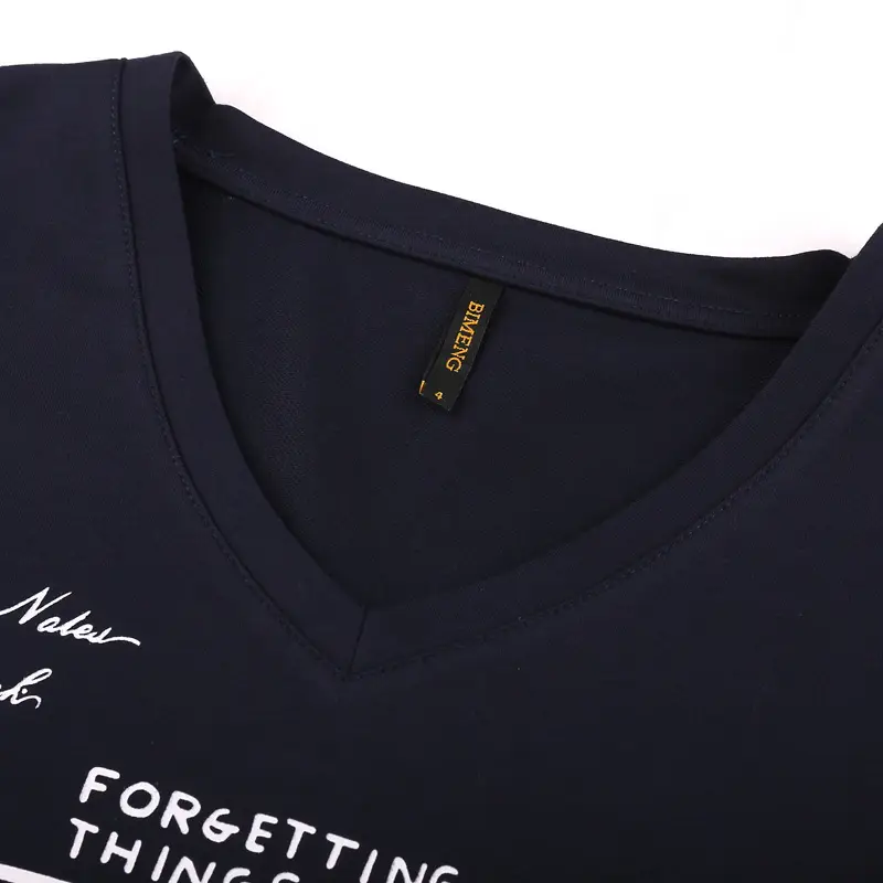 Men V-Neck Printed T-Shirt Black Extra Large - Image 4