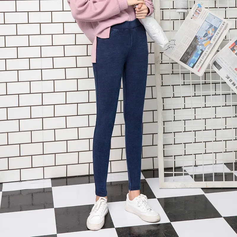 Women Snowflake Sand Wash Leggings Large - Image 2