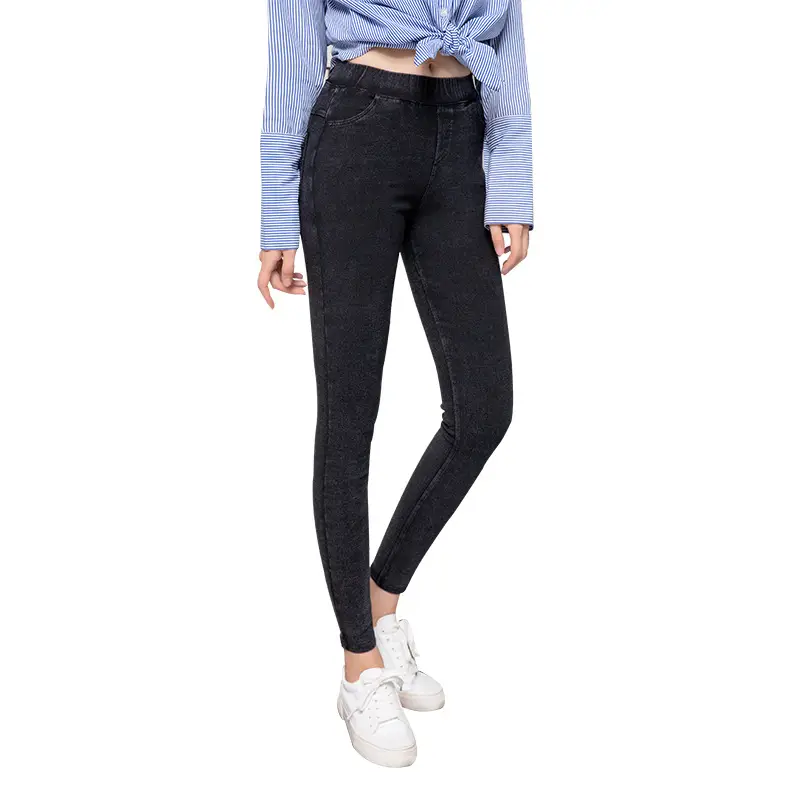 Women Snowflake Sand Wash Leggings Large - Image 6