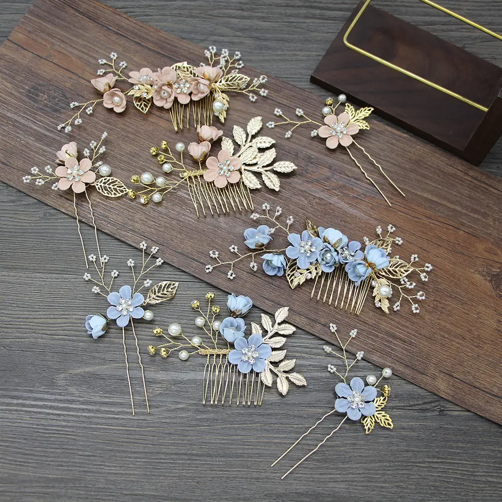 White Floral Hairpin with Pearl Accents for Weddings - Image 68