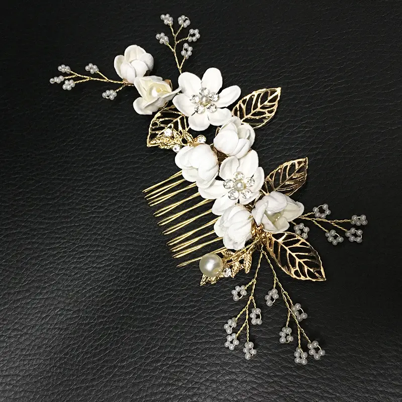 White Floral Hairpin with Pearl Accents for Weddings - Image 13