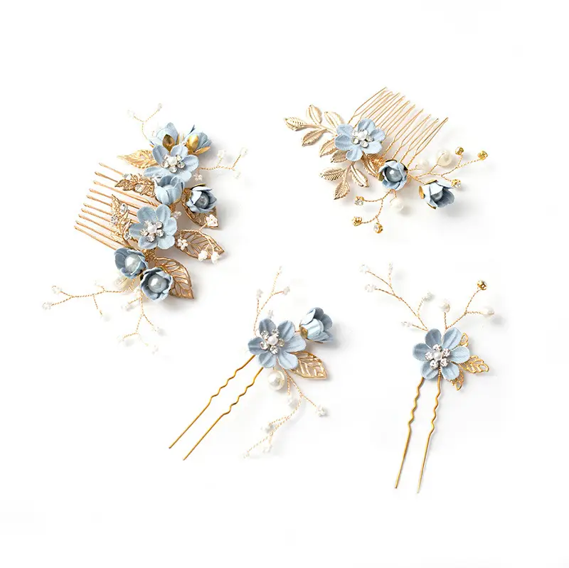 White Floral Hairpin with Pearl Accents for Weddings - Image 2