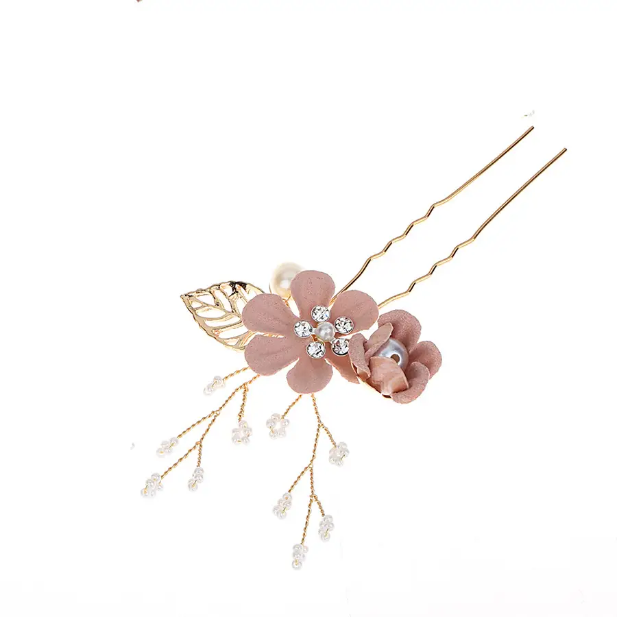 White Floral Hairpin with Pearl Accents for Weddings - Image 35