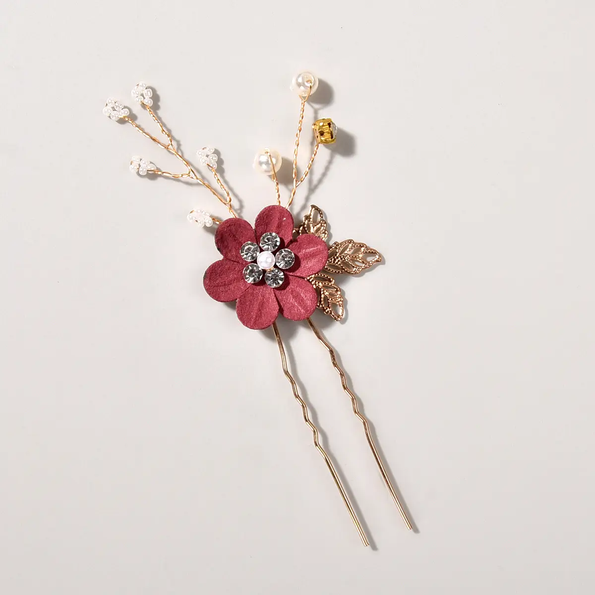 White Floral Hairpin with Pearl Accents for Weddings - Image 49