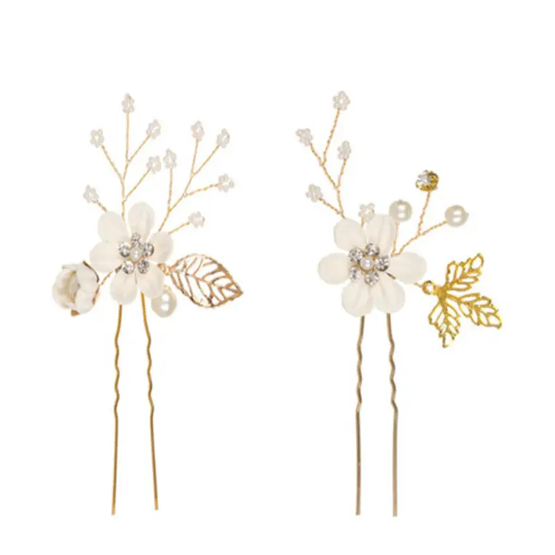 White Floral Hairpin with Pearl Accents for Weddings - Image 53