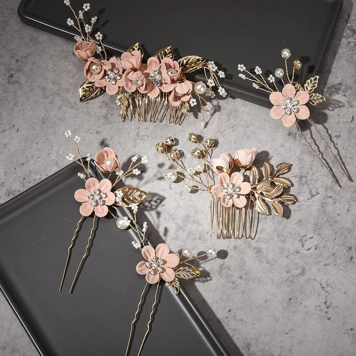 White Floral Hairpin with Pearl Accents for Weddings - Image 62