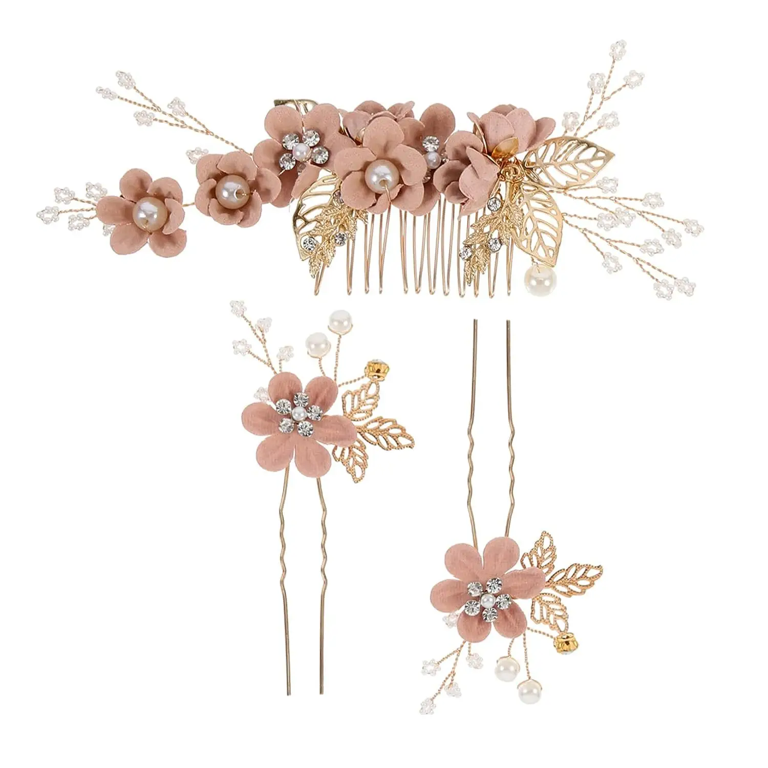 White Floral Hairpin with Pearl Accents for Weddings - Image 63