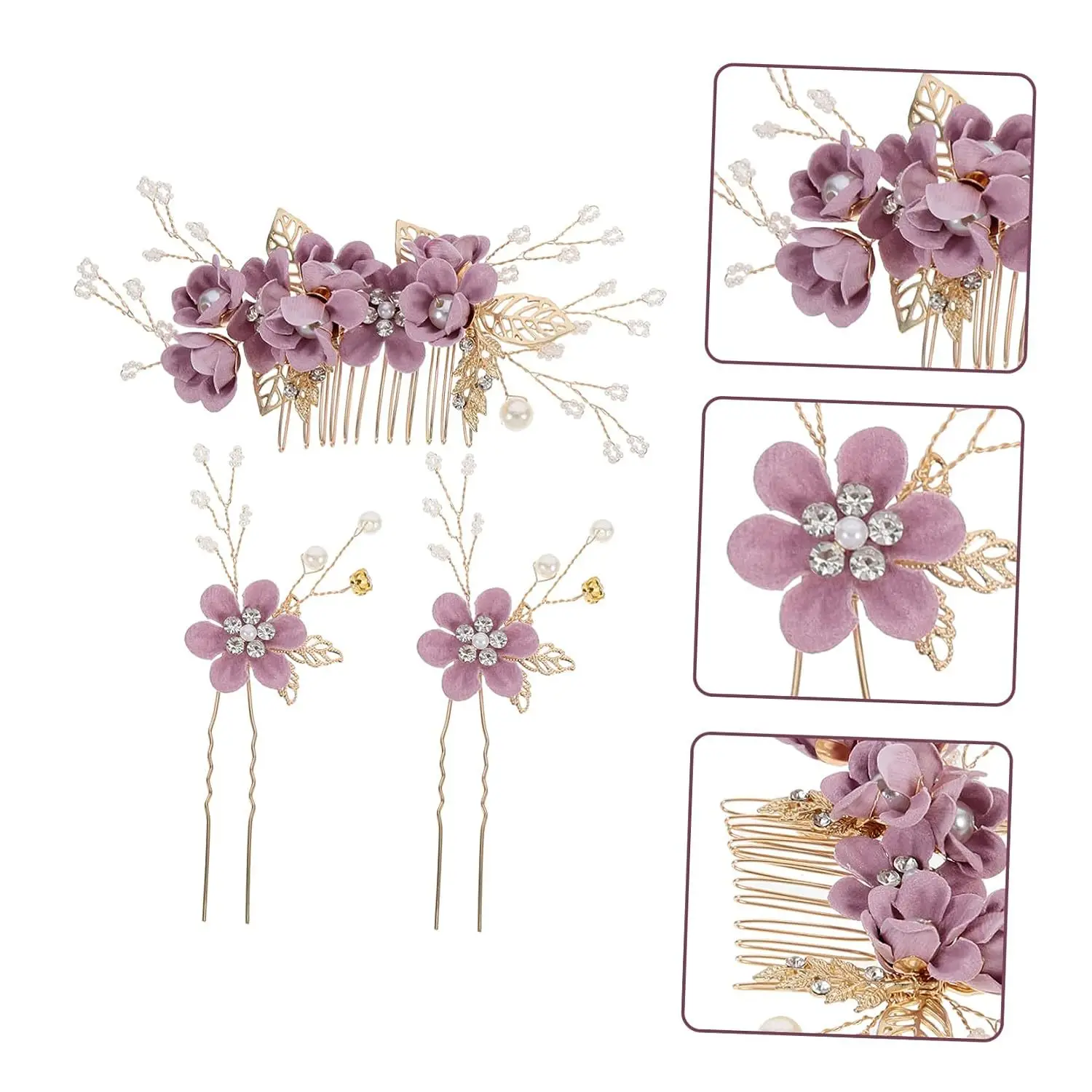 White Floral Hairpin with Pearl Accents for Weddings - Image 64