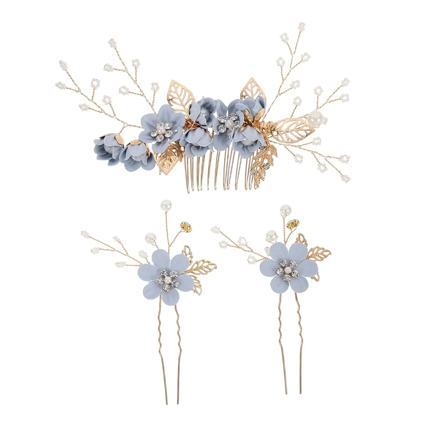 White Floral Hairpin with Pearl Accents for Weddings - Image 65