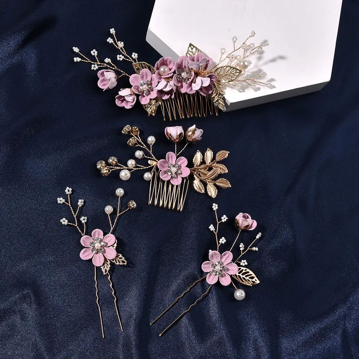 White Floral Hairpin with Pearl Accents for Weddings - Image 8