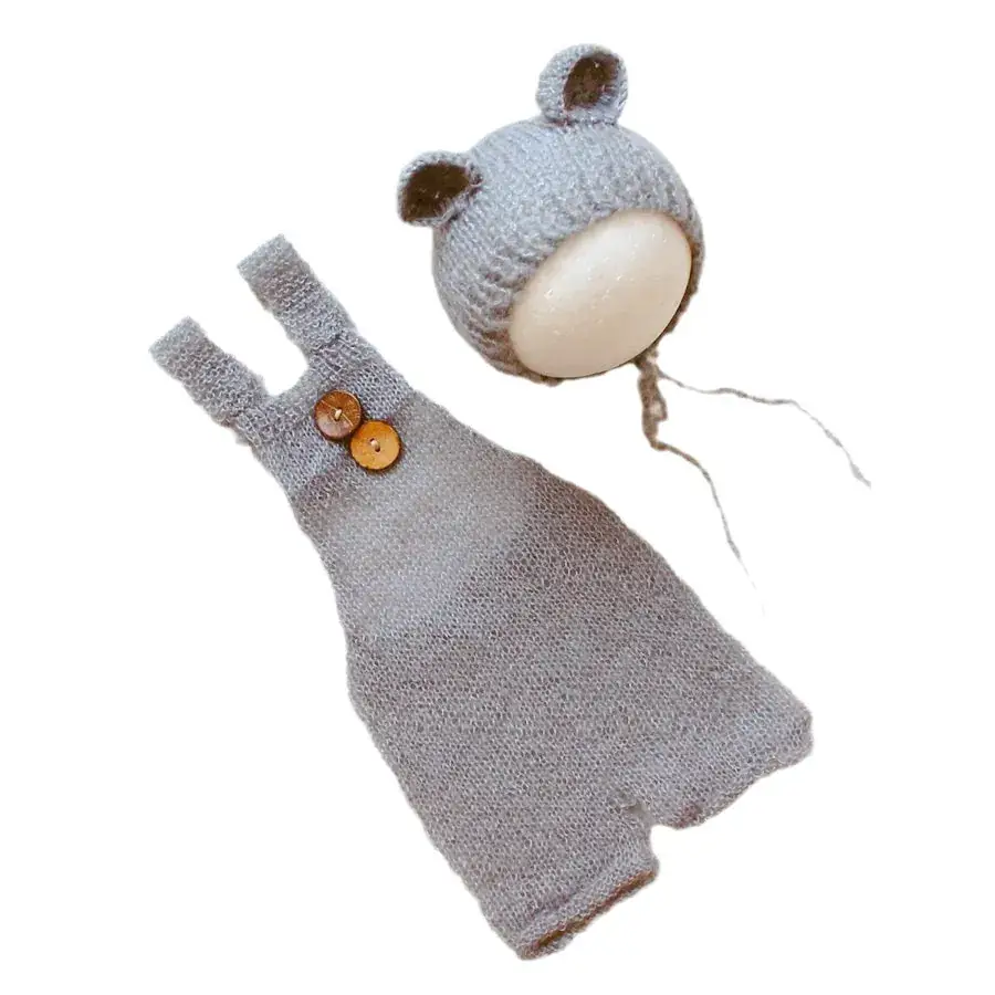 Newborn Photo Strap Pants Handmade Knitted Bear